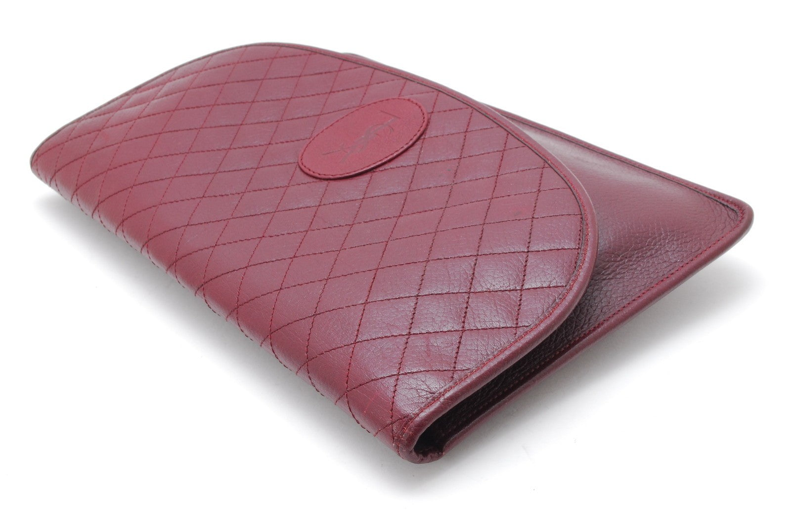 Yves Saint Laurent Quilted Clutch Bag - Red Bordeaux, Leather
