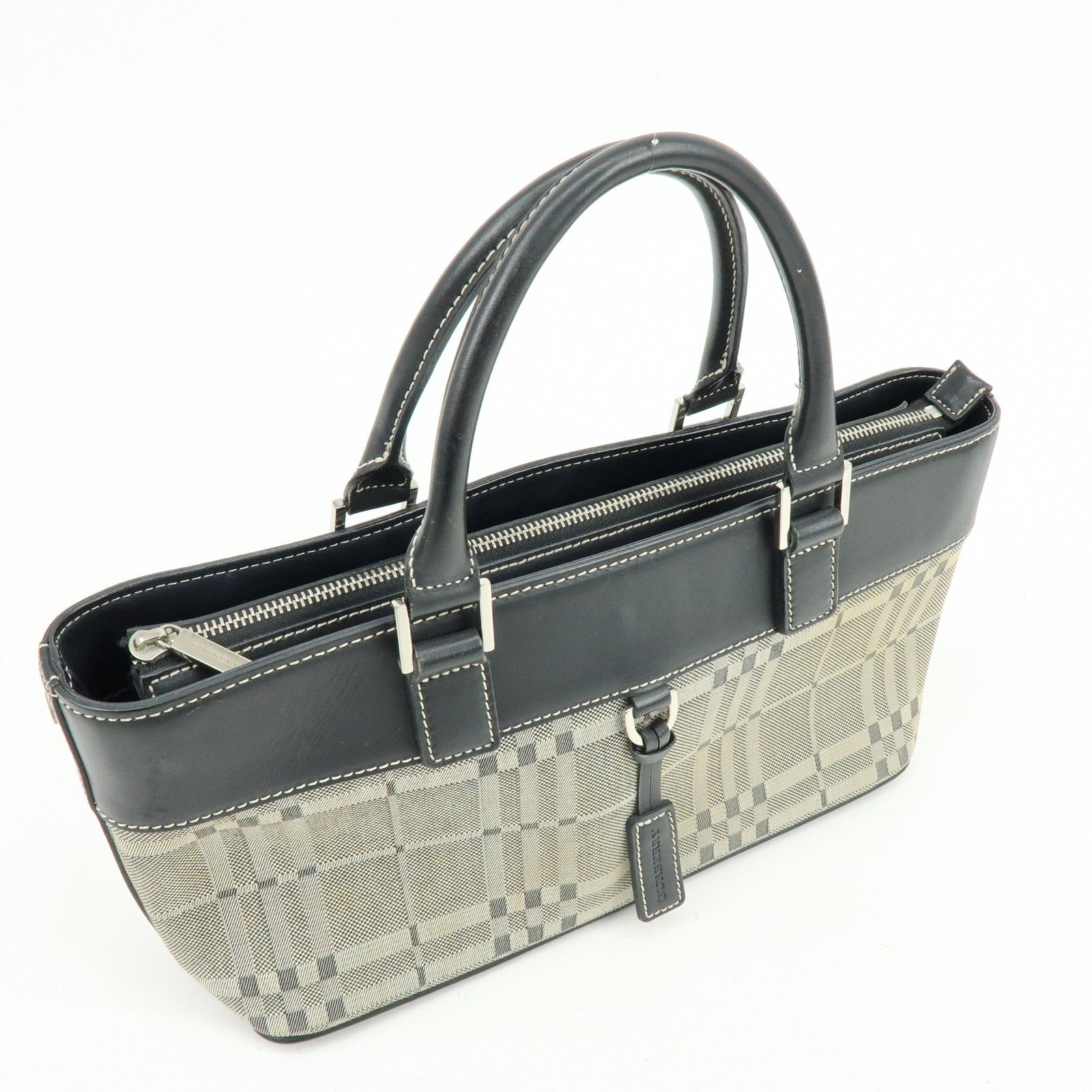 Burberry Hand Bag Tote Bag - Black, Canvas Leather