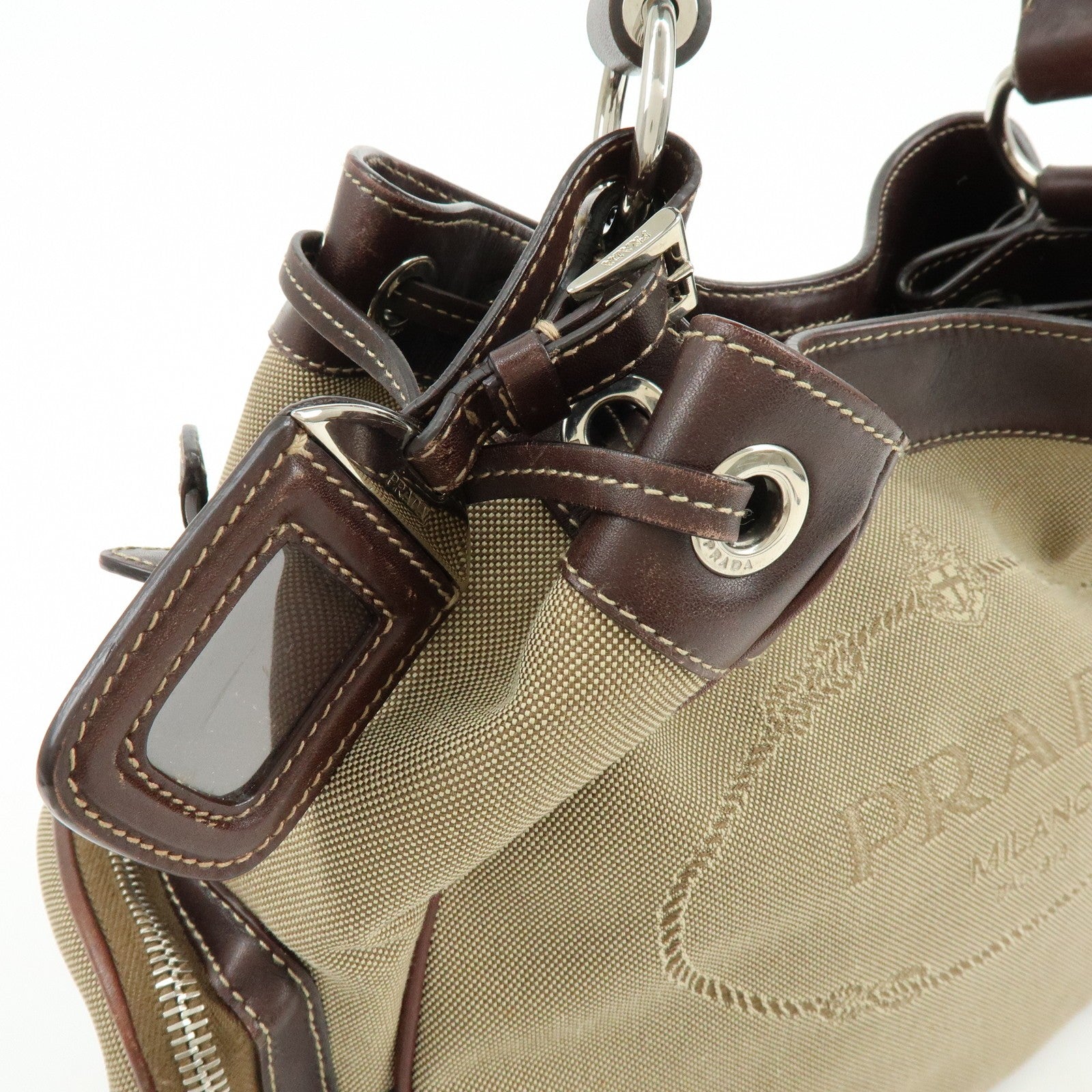 Prada Shoulder Bag - Beige, Canvas Leather