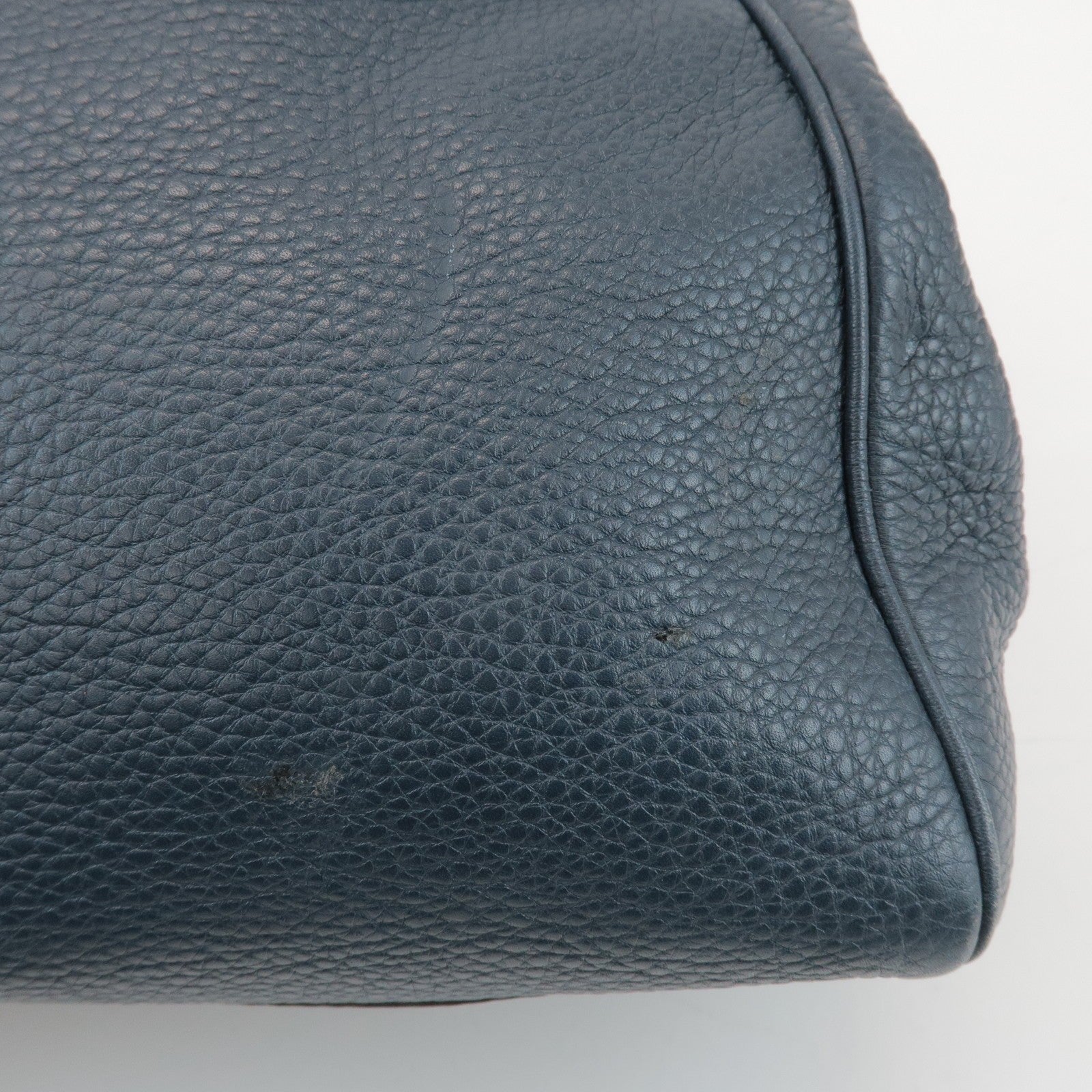 GUCCI Bamboo Calf Leather 2 Way Bag Tote Bag Navy