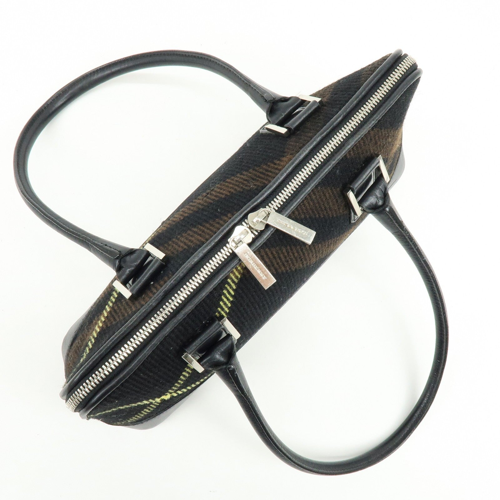 Burberry Shoulder Hand Bag - Black Brown, Canvas Leather