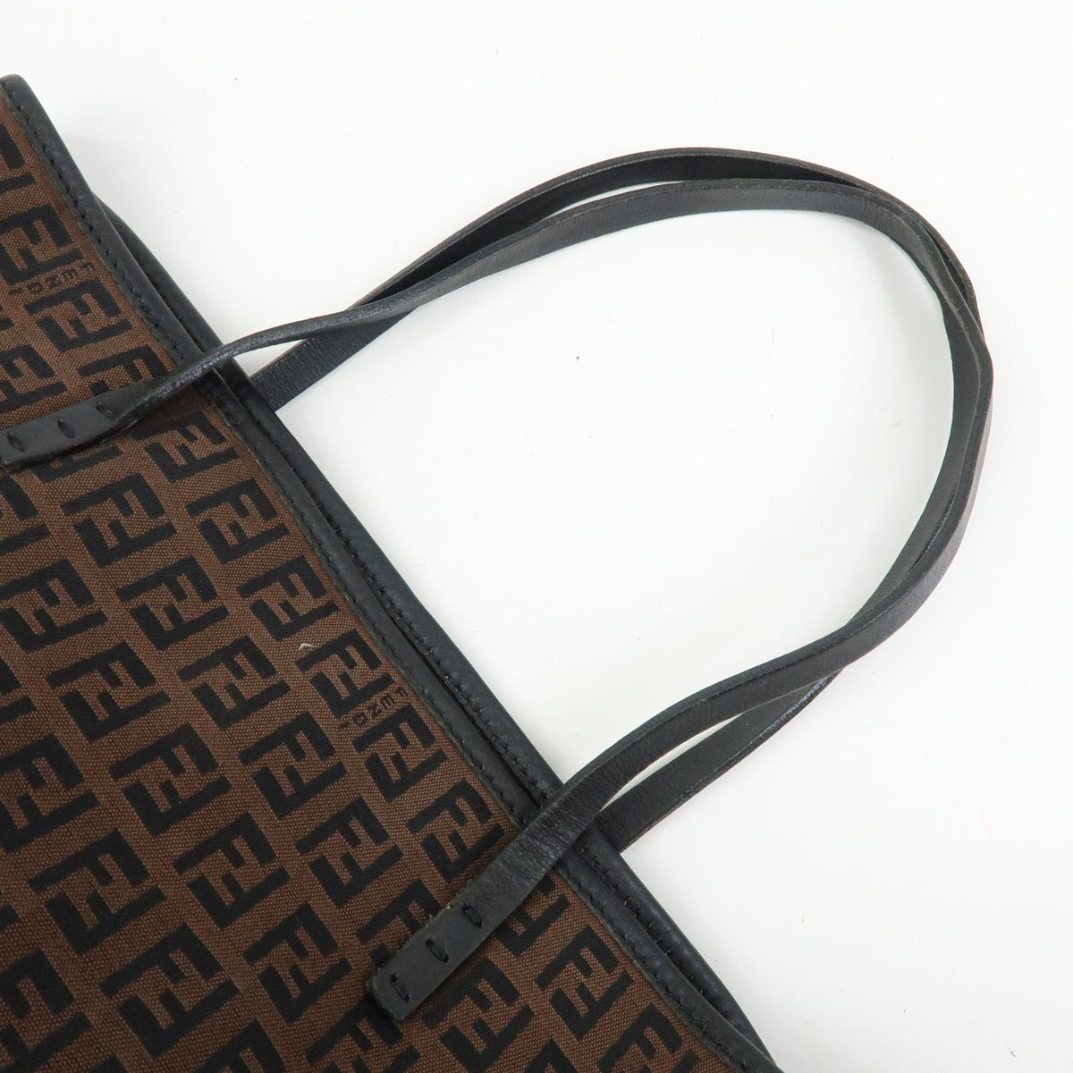 Fendi 8BH075 Tote Bag - Brown, Black, Jacquard Canvas, Leather