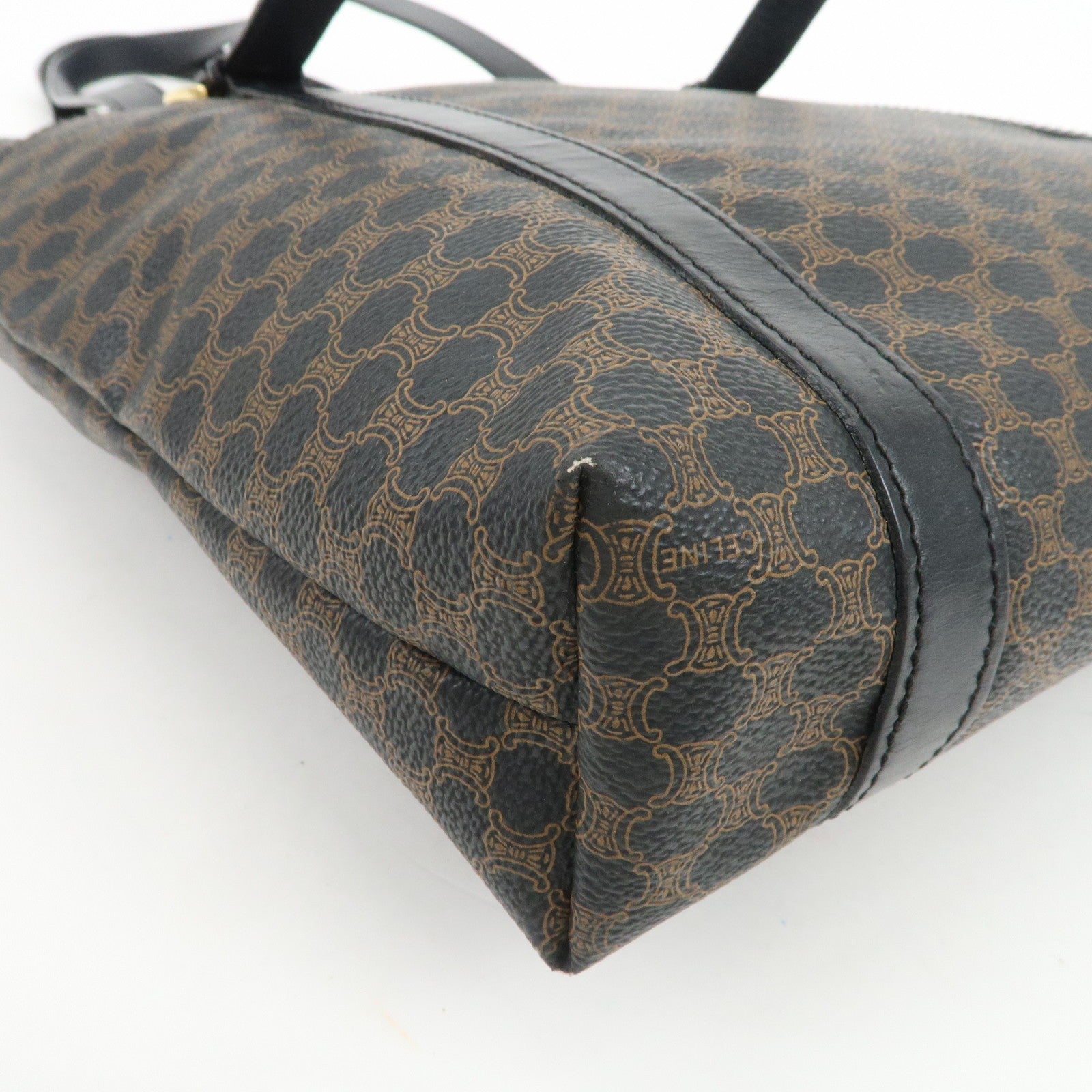 Celine Macadam Logo Tote Bag - Black and Brown, PVC Coated Canvas and Leather 
