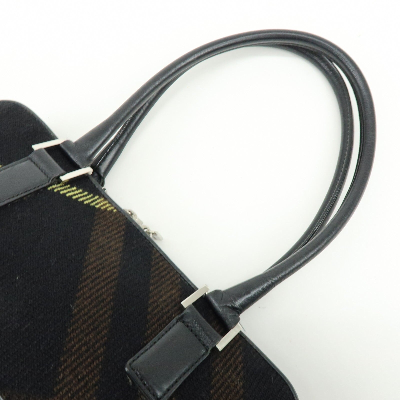 Burberry Shoulder Hand Bag - Black Brown, Canvas Leather