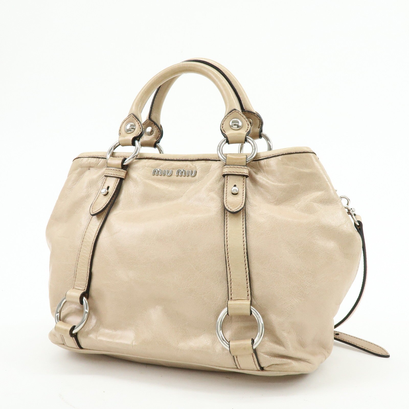 Miu Miu Hand Bag - Beige, Leather 