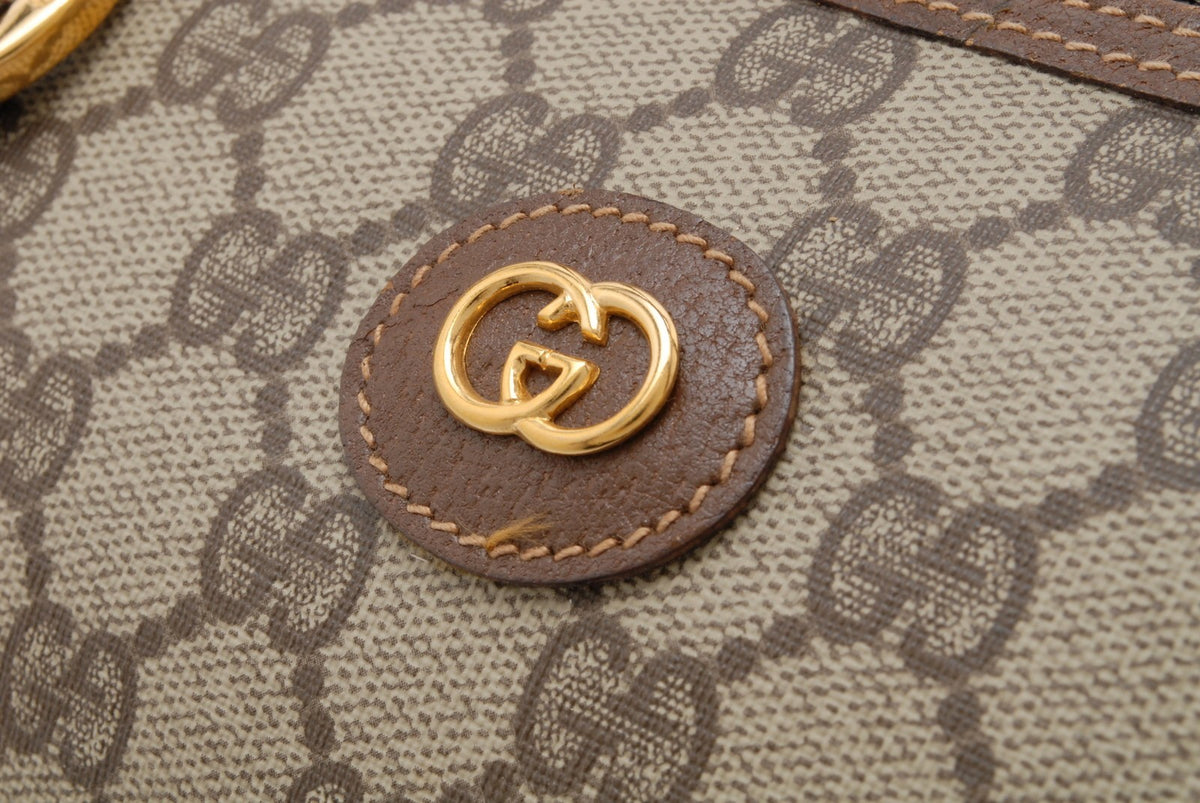 Gucci Vintage GG Supreme Boston Handbag - Brown Beige, PVC Leather