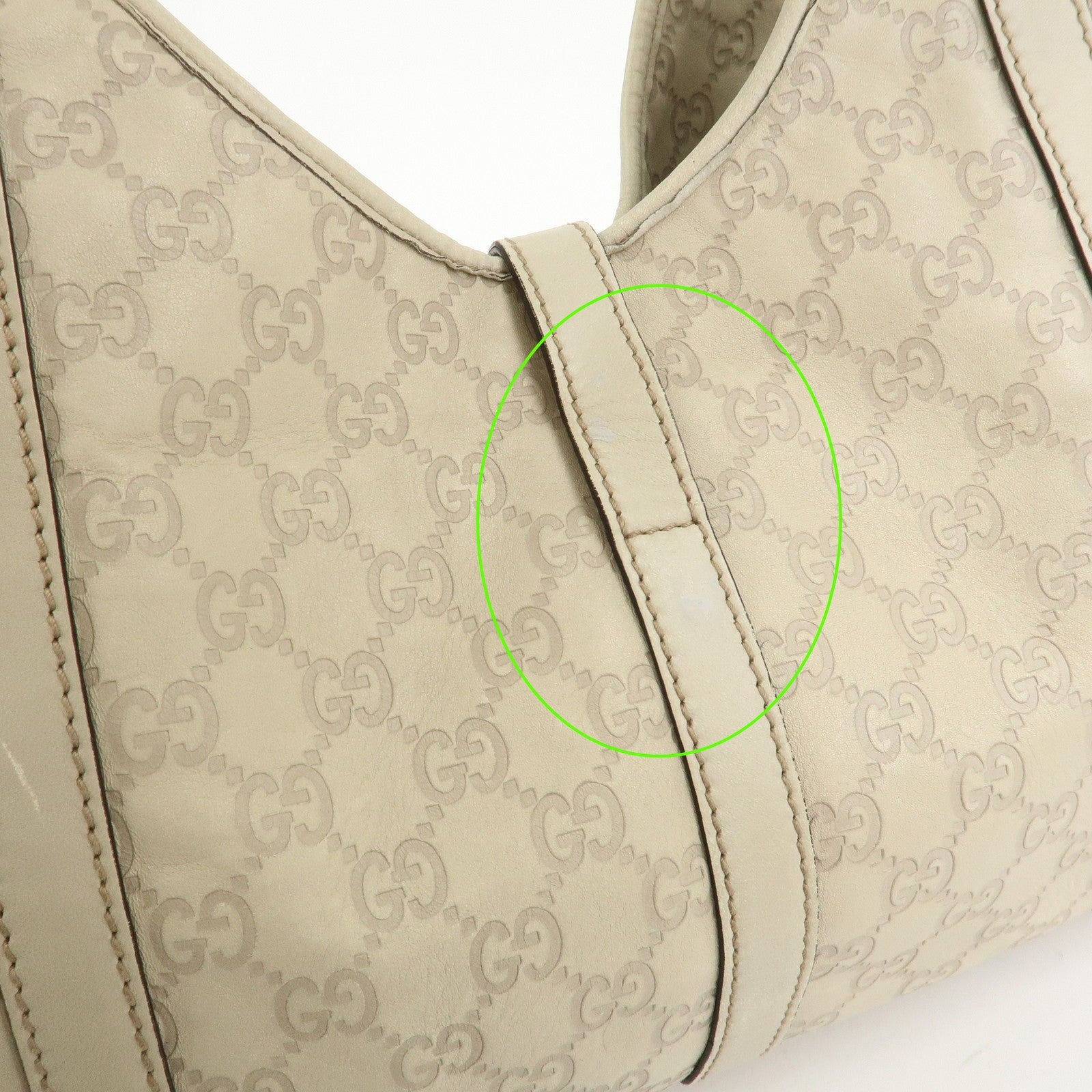 Gucci Guccissima Shoulder Hand Bag - Ivory, Leather 