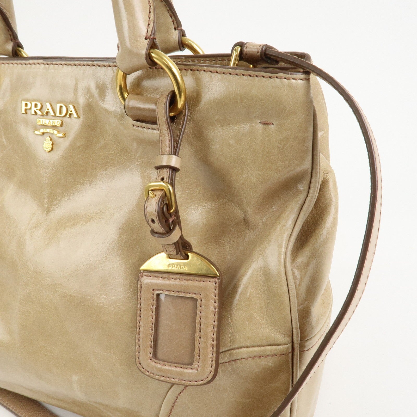 Prada 2Way Bag Hand Bag - Beige, Leather