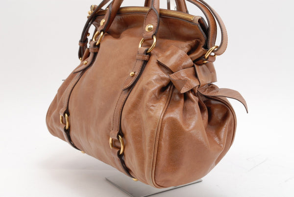 Miu Miu Vitello Lux 2Way Shoulder Hand Bag - Brown, Leather