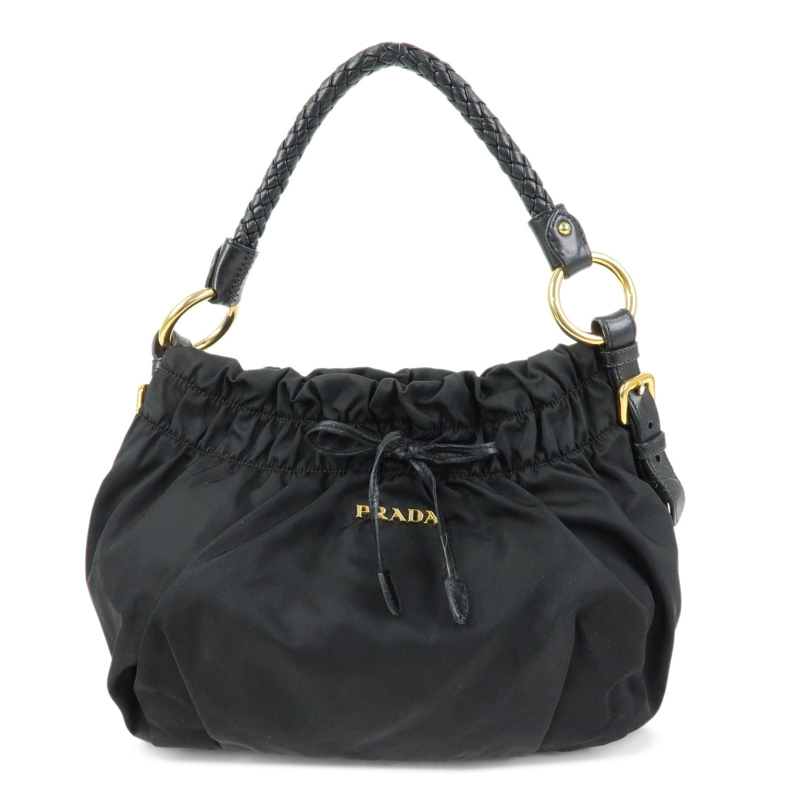 Prada Ribbon Shoulder Bag - Black, Nylon and Leather