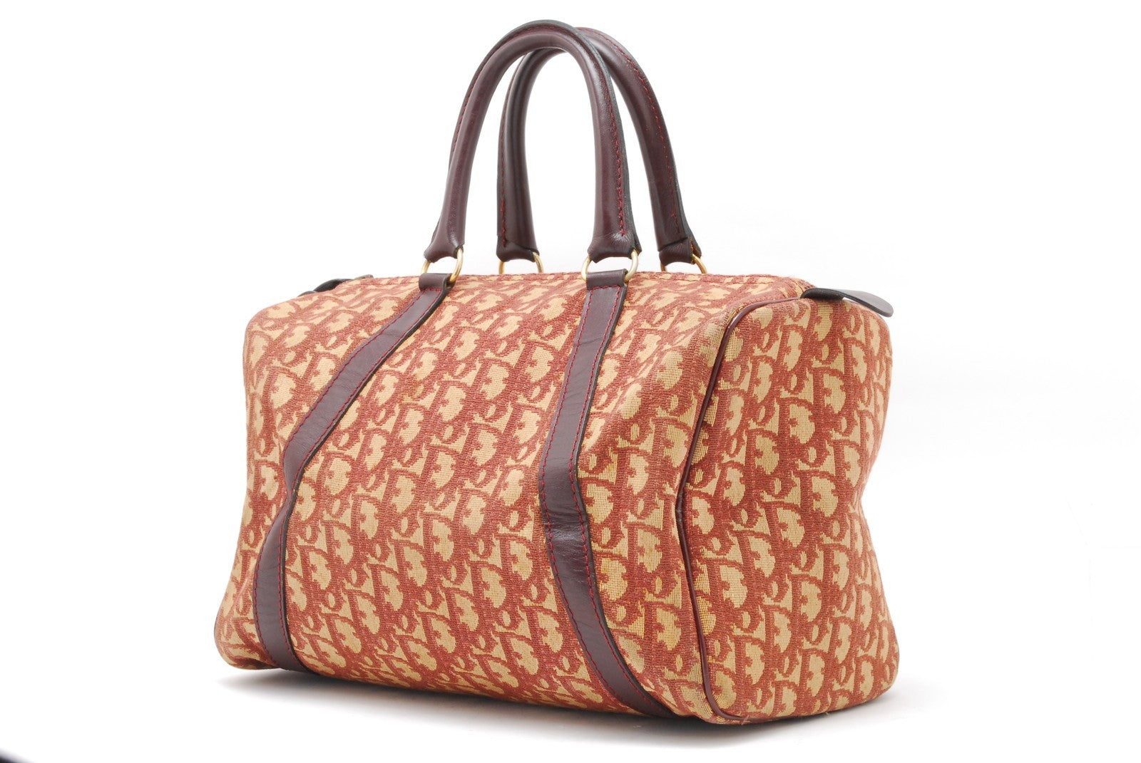 Christian Dior Trotter Boston Handbag - Red Bordeaux, Canvas
