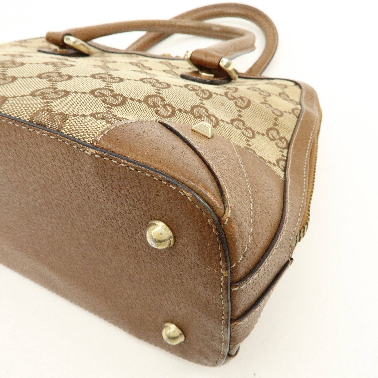 Gucci Hand Bag - Brown, GG Canvas, Leather 