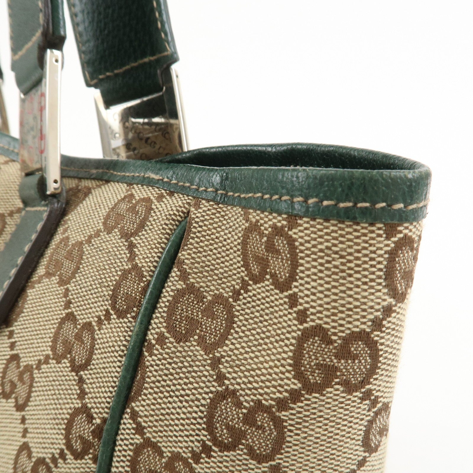 Gucci Tote Hand Bag - Brown and Green, GG Canvas and Leather 