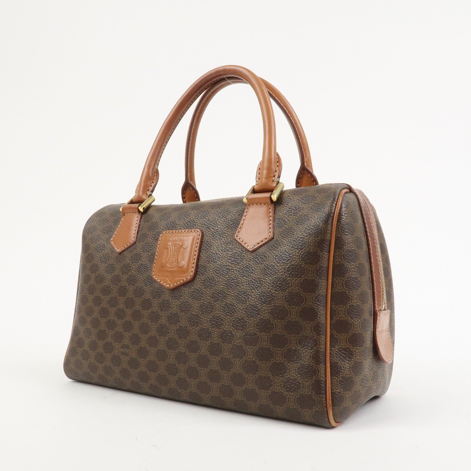 Celine Macadam Boston Hand Bag - Brown, PVC Leather 