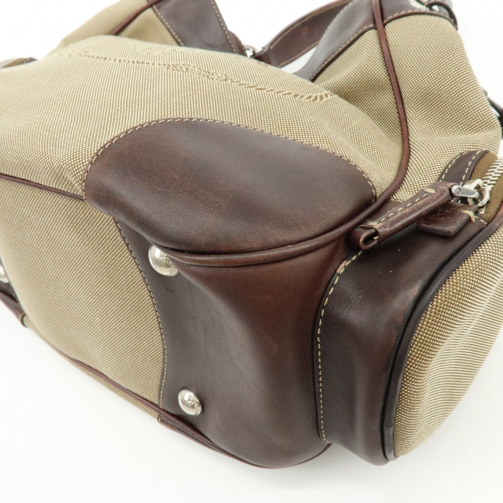 Prada Shoulder Bag - Beige, Canvas Leather