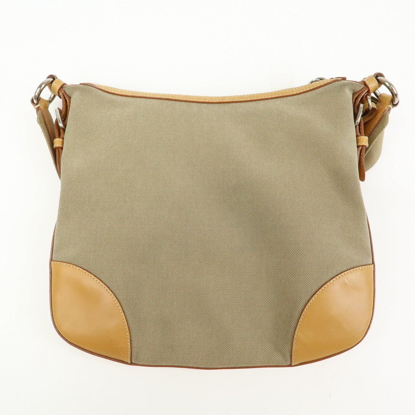 Prada Logo Jacquard Shoulder Bag - Camel, Leather