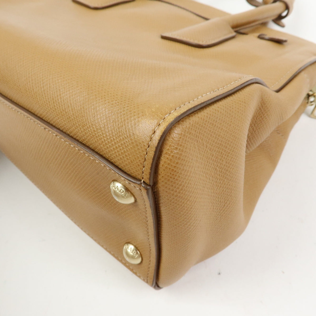 Prada2way Hand Bag - Camel, Saffiano Leather