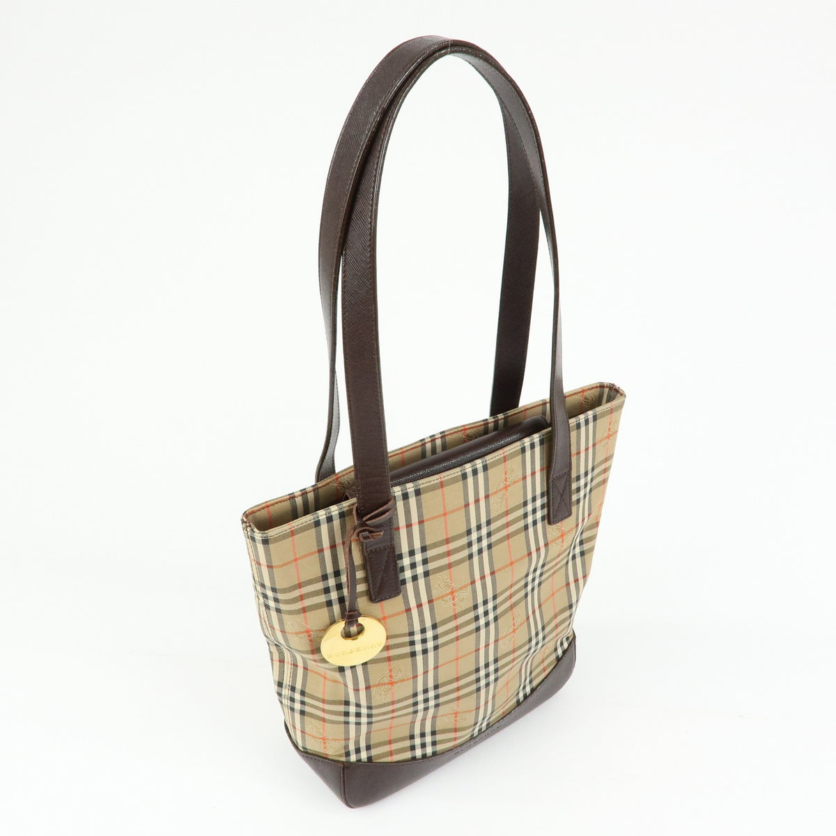 Burberry Nova Plaid Tote Bag - Beige, Canvas and Leather