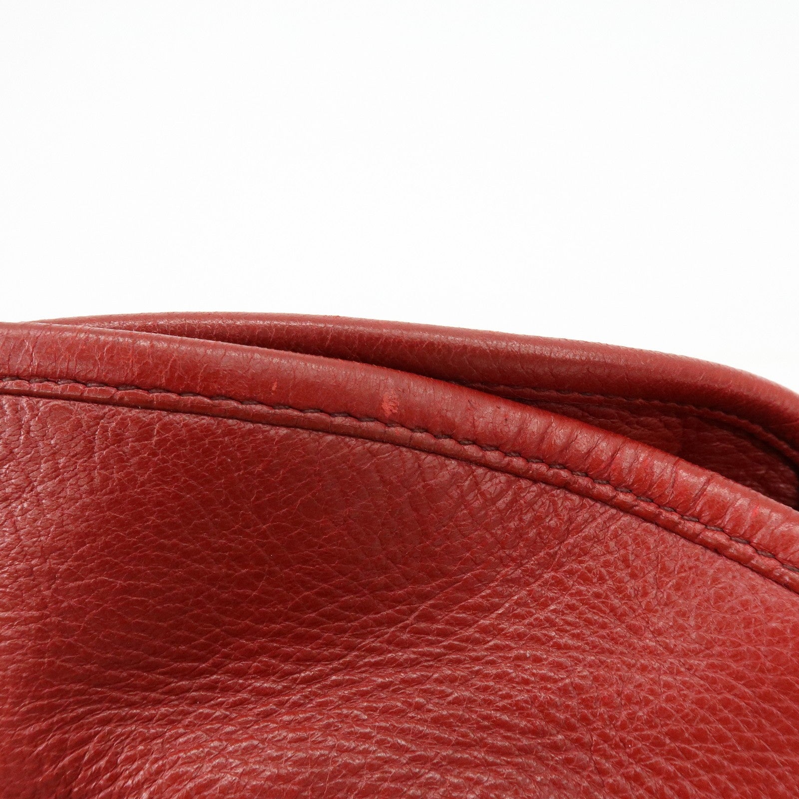 Prada Cervo Shine Leather Bowler Bag 2Way Tote Bag - Red, Leather