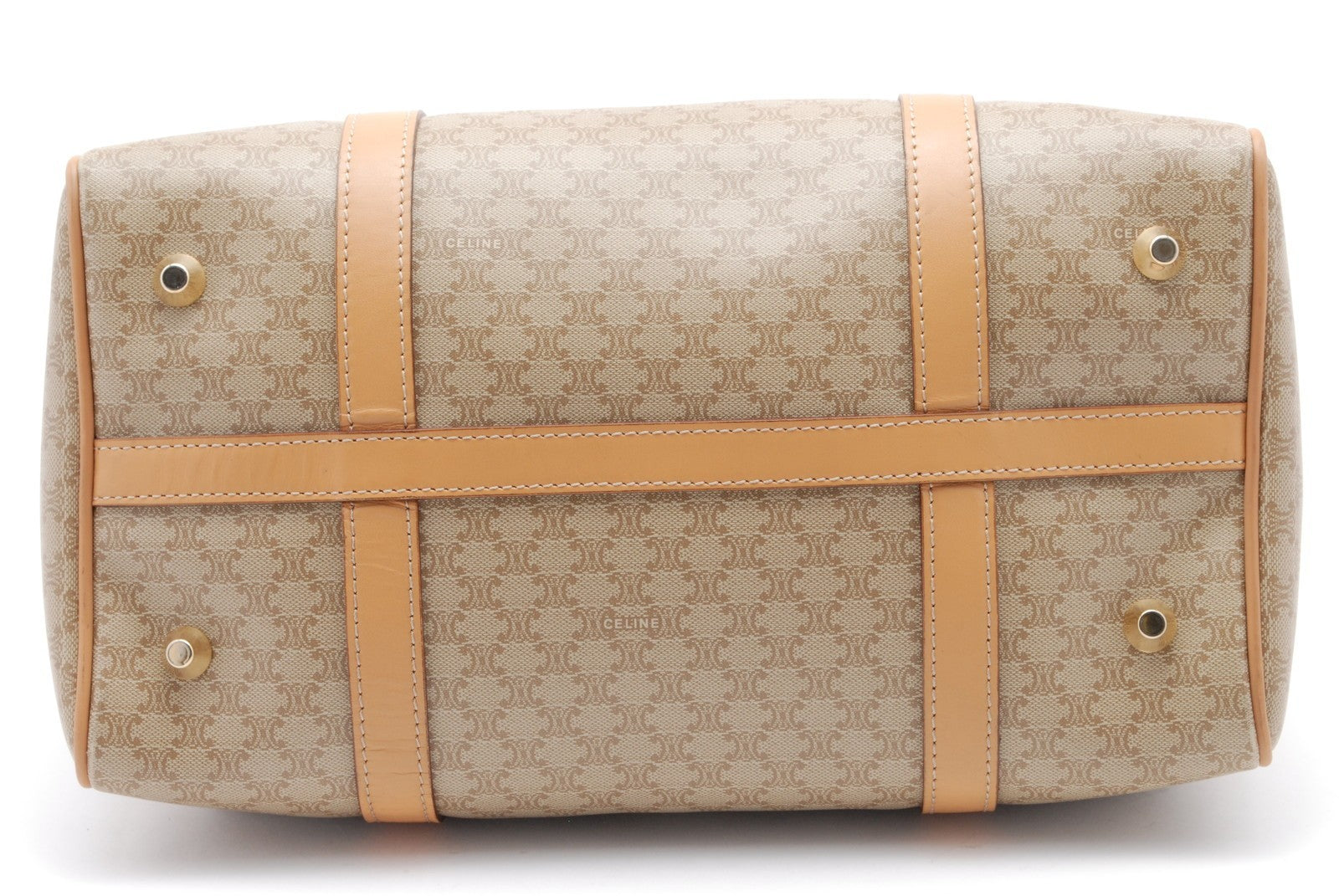 Celine Macadam Boston Bag - Beige, PVC Leather