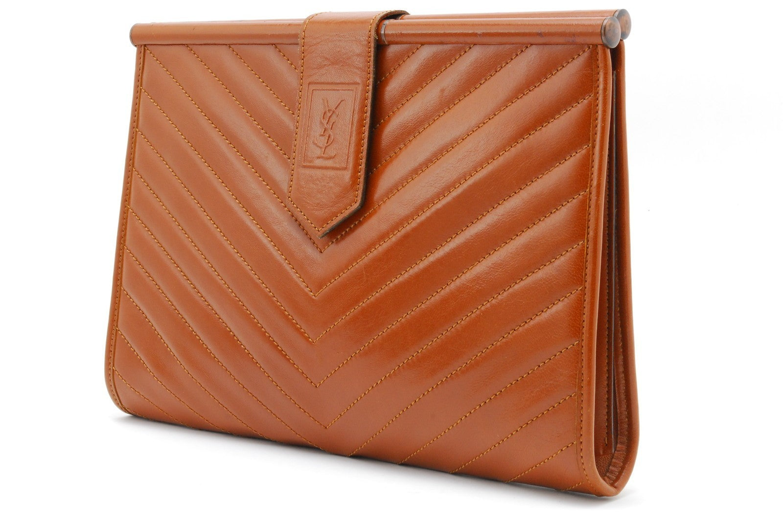Saint Laurent Yves Saint Laurent Clutch Bag - Brown, Leather