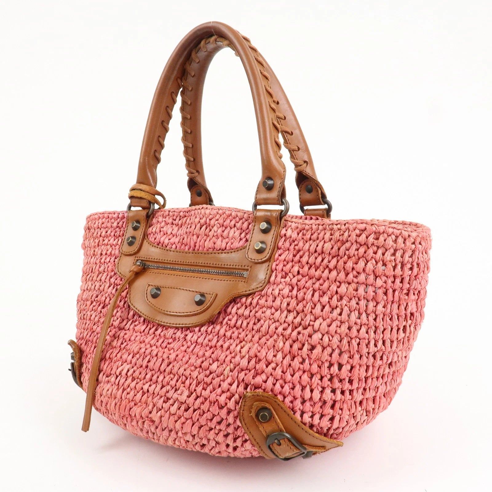 BALENCIAGA Tote Bag - Pink, Straw