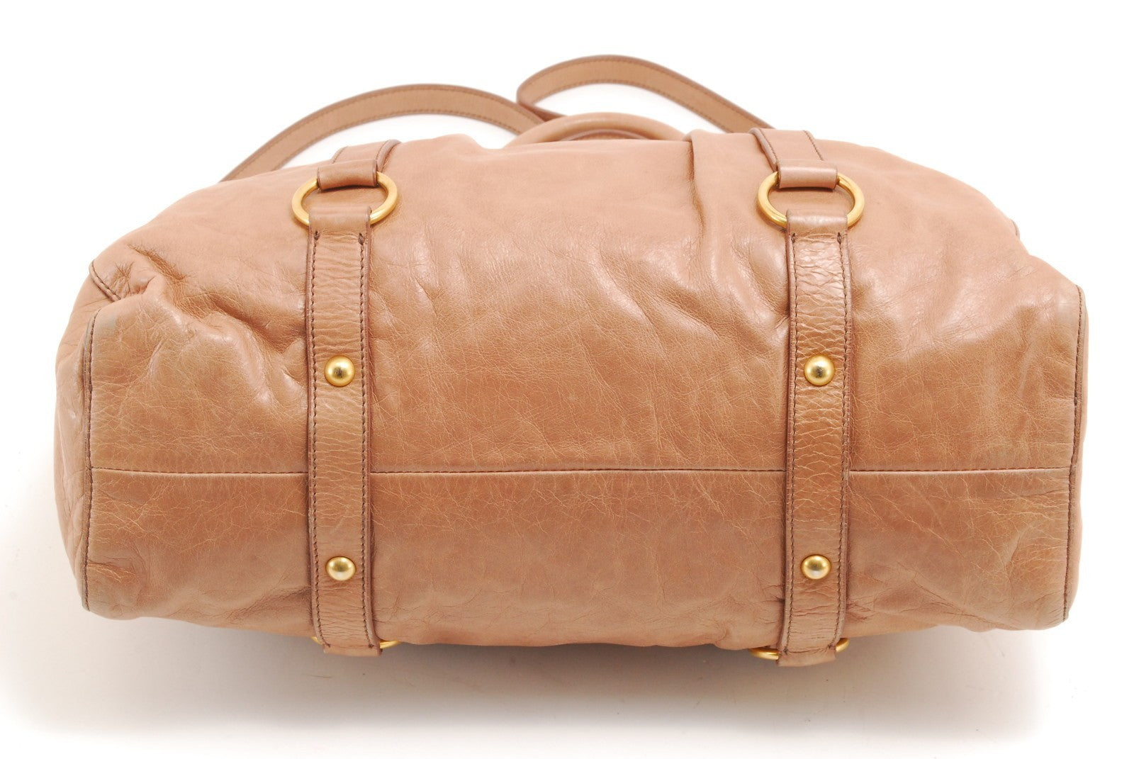 Miu Miu Vitello Lux 2Way Shoulder Tote Bag - Pink Beige, Leather