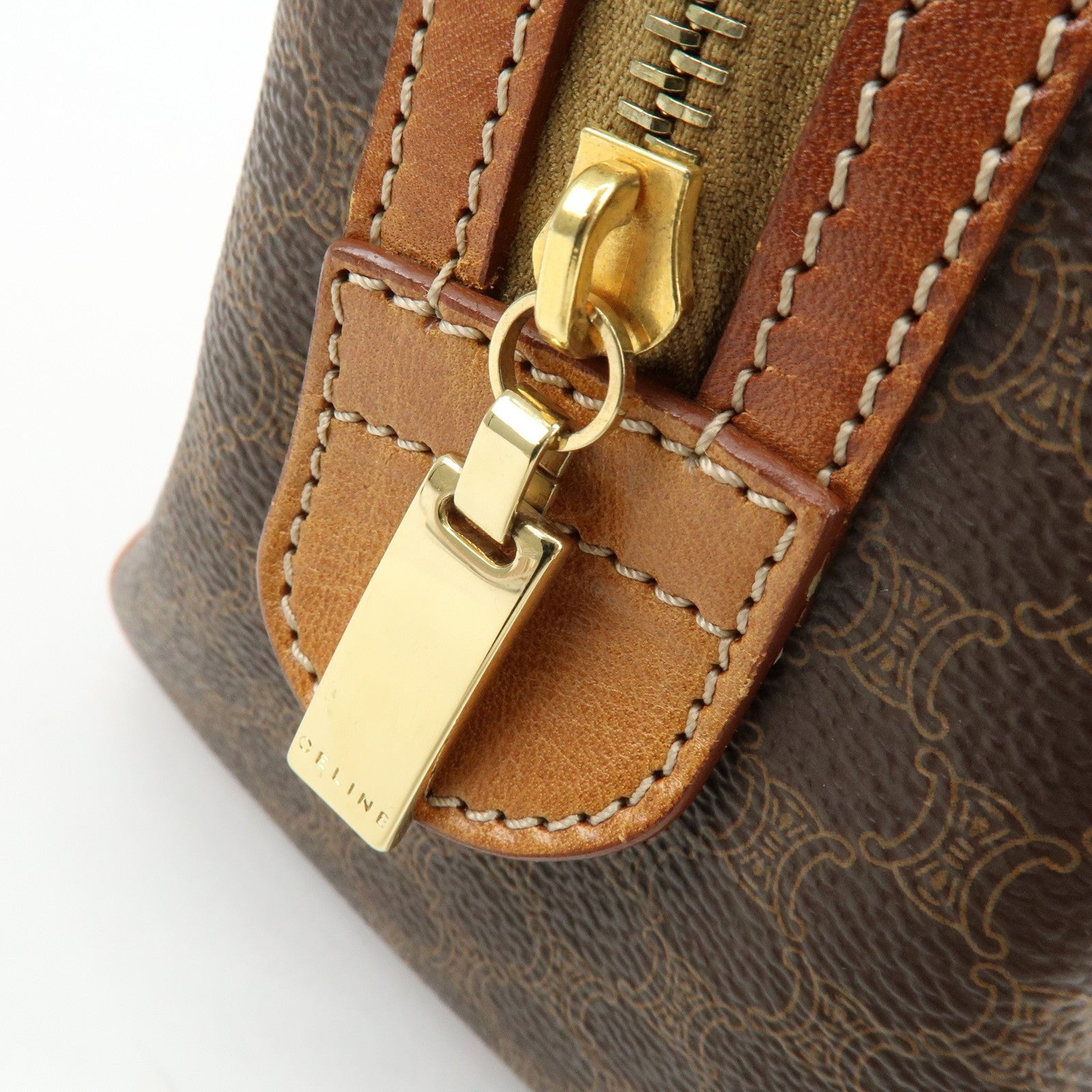 Celine Macadam Logo 2Way Boston Hand Bag - Brown, PVC Leather