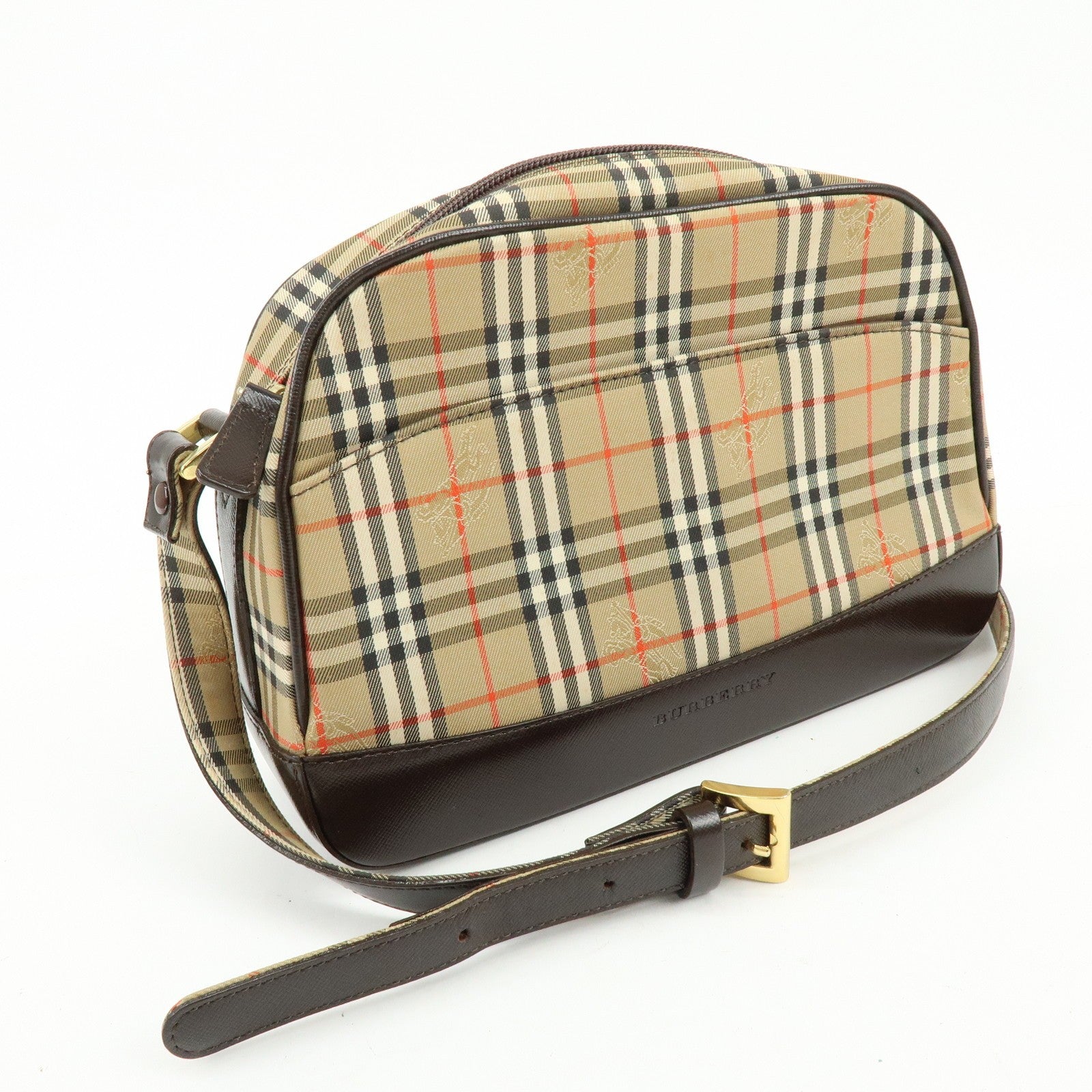Burberry Nova Plaid Shoulder Crossbody Bag - Beige, Canvas, Leather