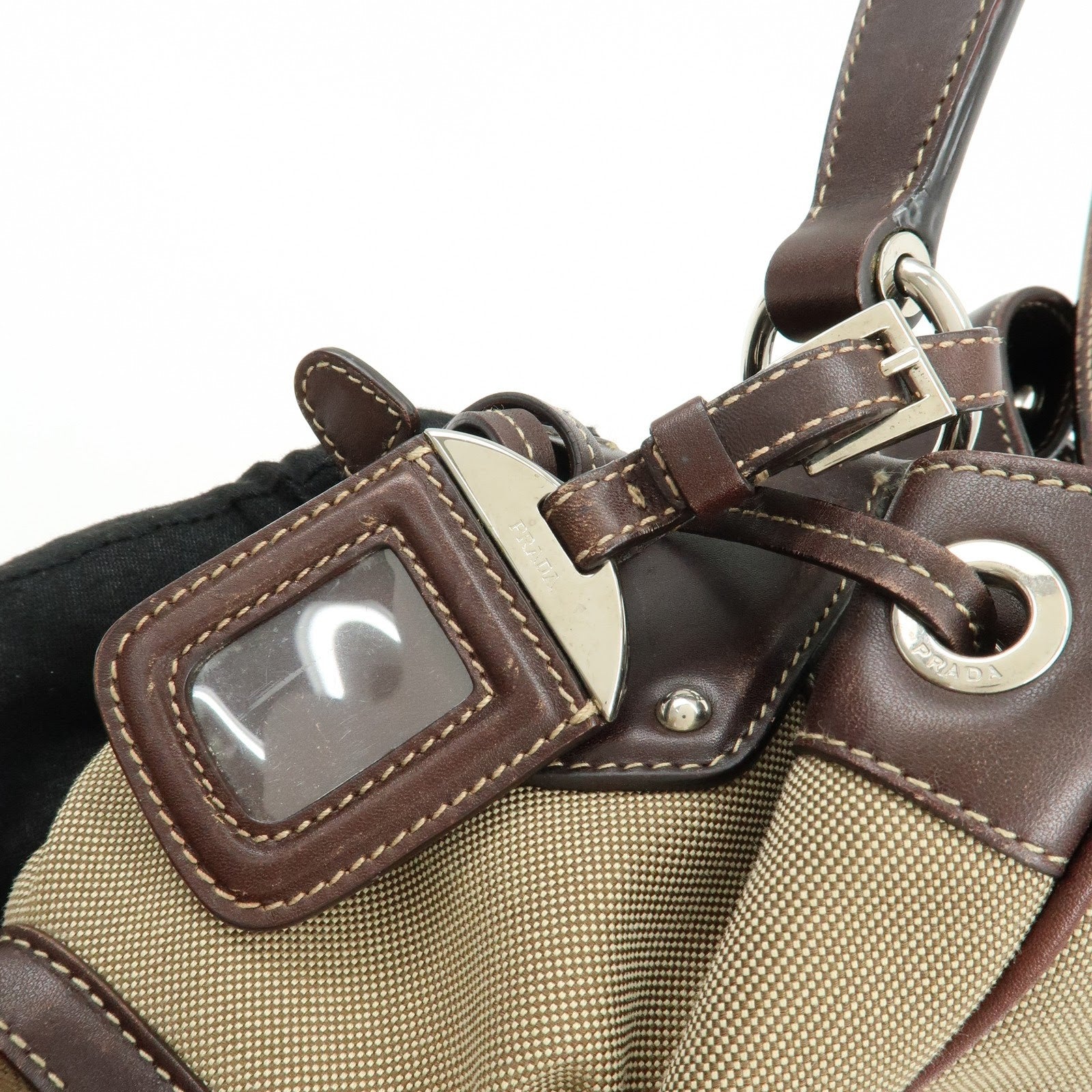 Prada Shoulder Bag - Beige, Canvas Leather