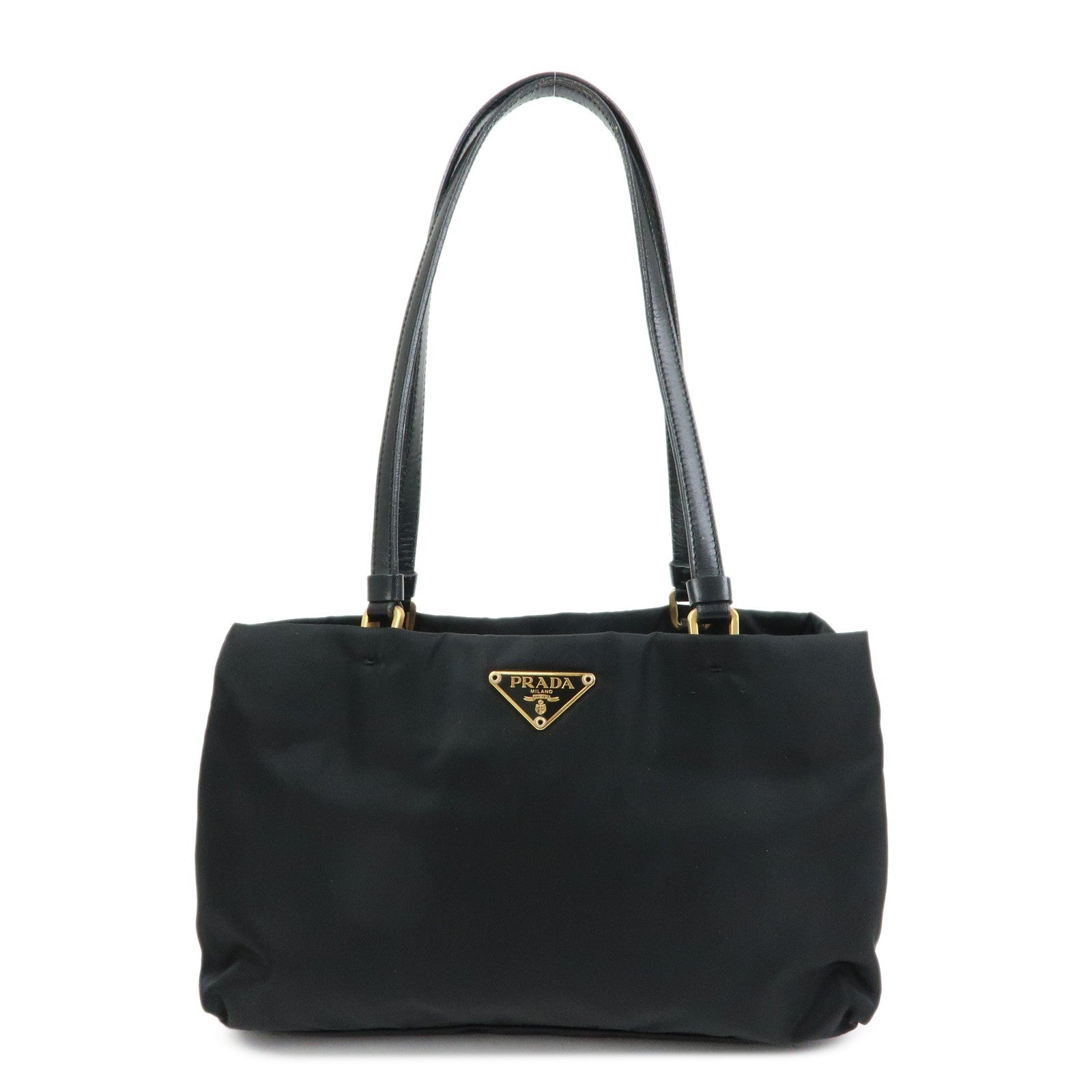 Prada Triangle Logo Tote Bag - Black, Nylon and Leather