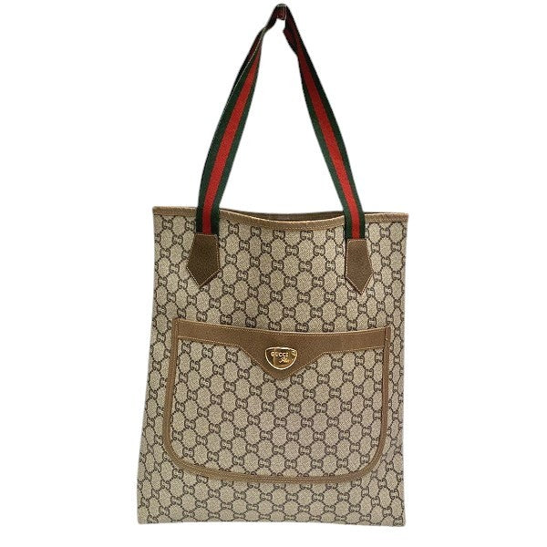 Gucci GG Plus Sherry Line Bag Tote - Brown x Beige, PVC x Leather