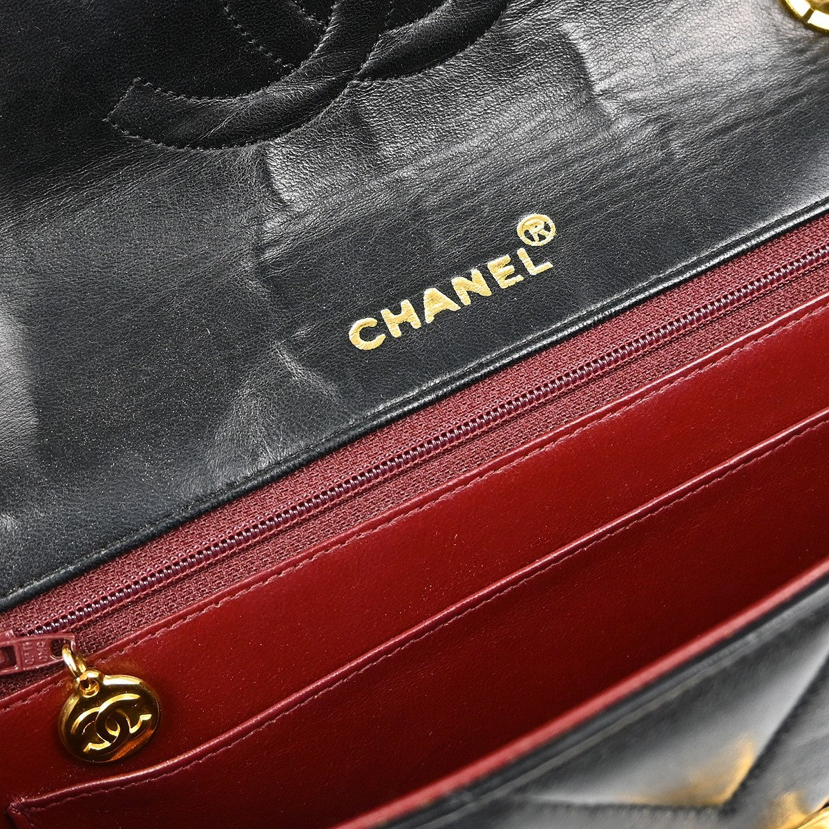 Chanel Single Chain Shoulder Bag - Black, Lambskin Leather
