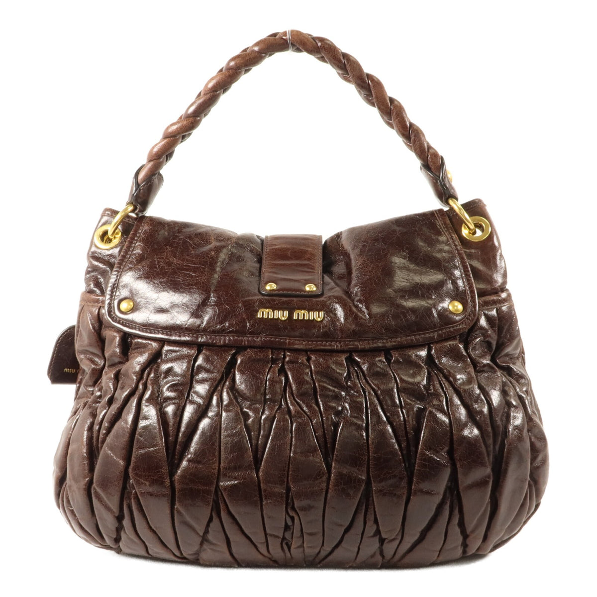 Miu Miu GHW 2 Way Shoulder Bag - Brown, Calfskin Leather