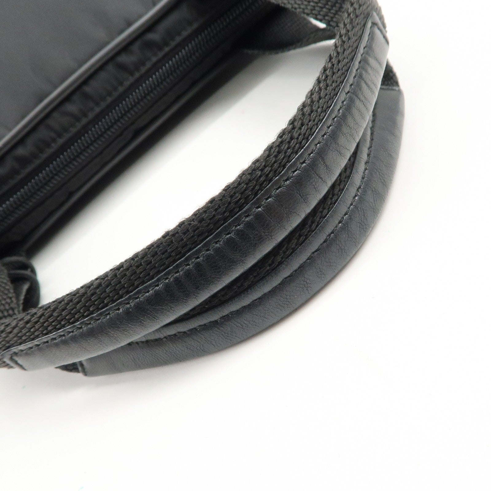 Prada Triangle Logo Hand Bag - Black, Nylon and Leather