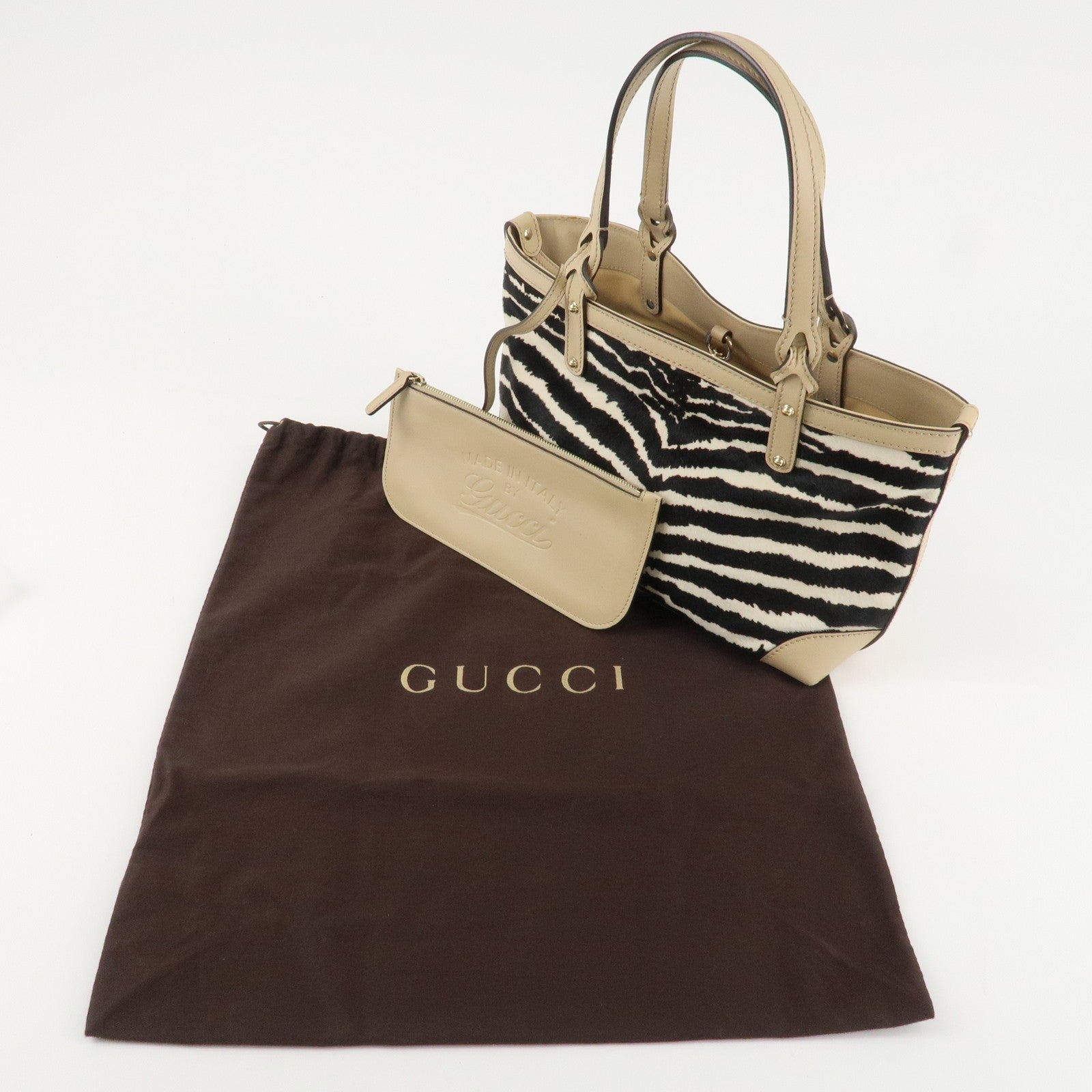 Gucci Tote Bag - Beige, Black, Haraco Leather