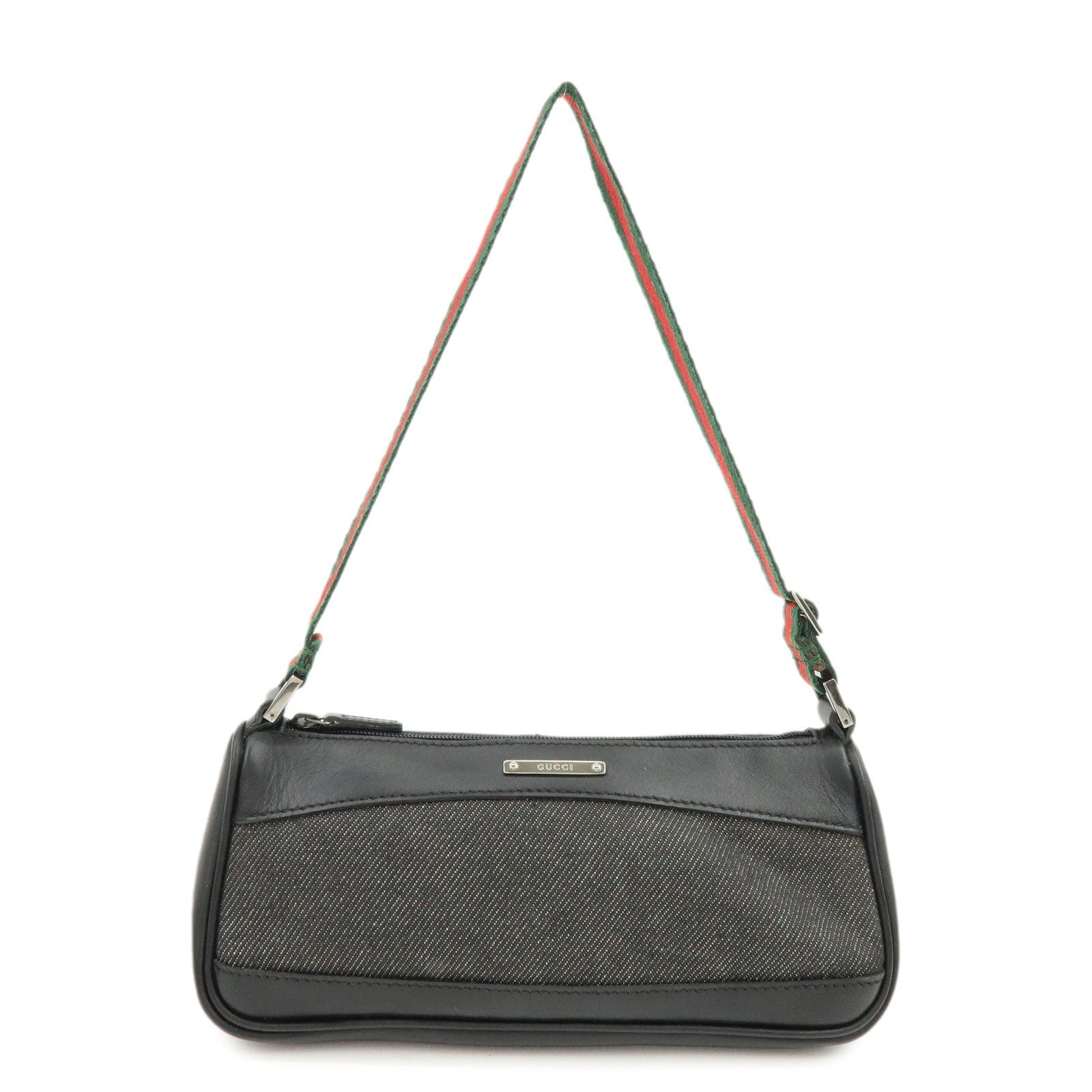 Gucci Hand Bag - Black, Denim, Leather 