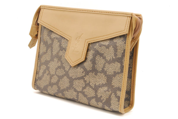 Saint Laurent Yves Clutch - Beige, PVC 