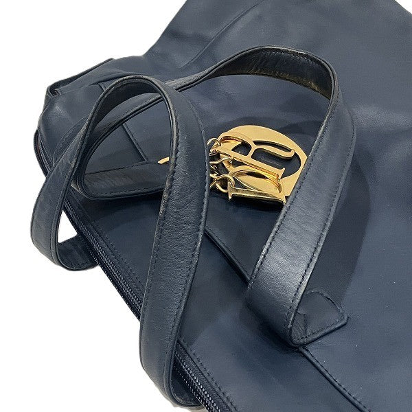 Dior Logo Charm Handbag - Navy, Leather