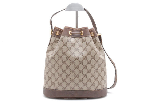 Gucci GG Supreme Drawstring Bag Shoulder Bag - Brown, PVC Leather