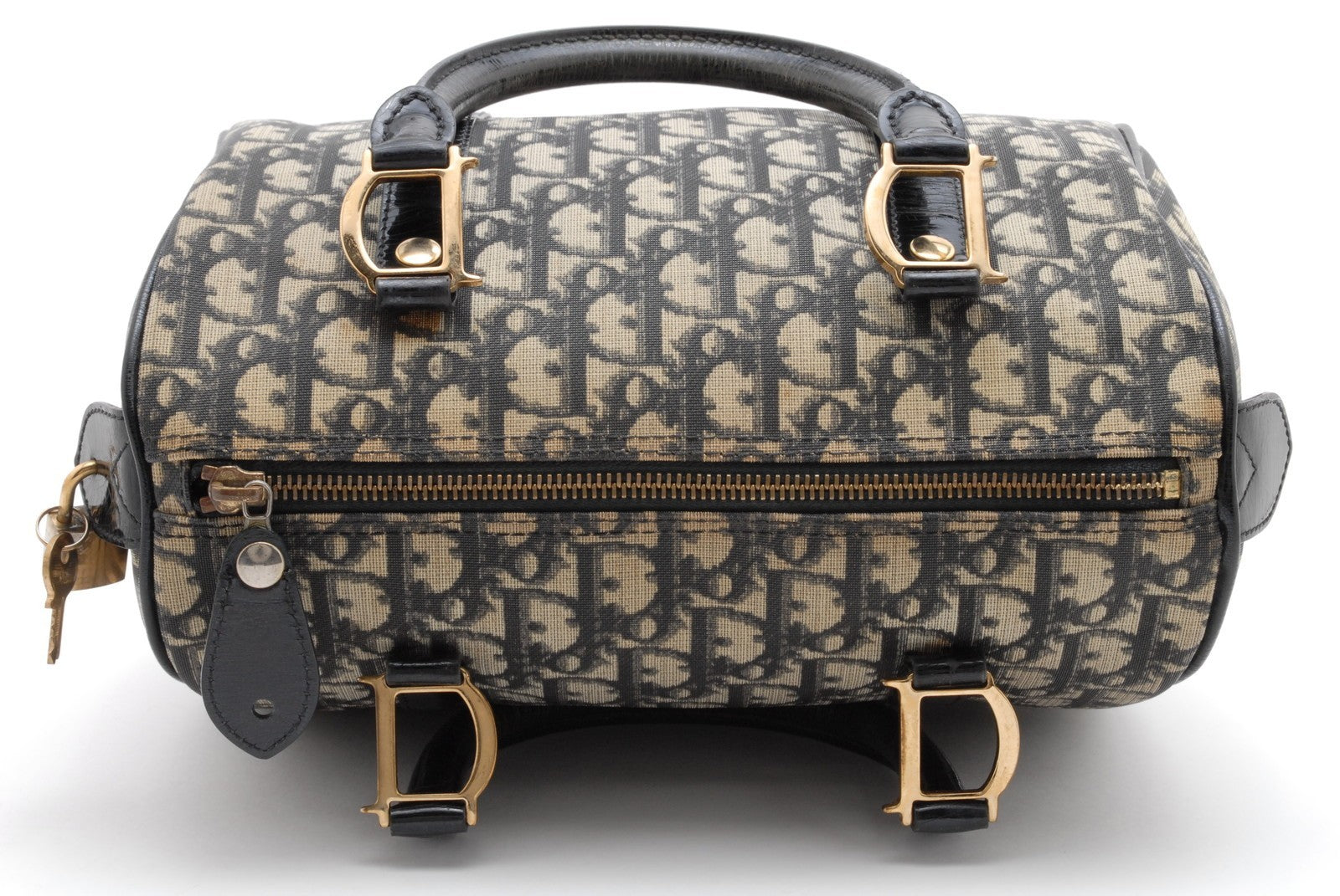 Christian Dior Trotter Boston Hand Bag - Black, Canvas