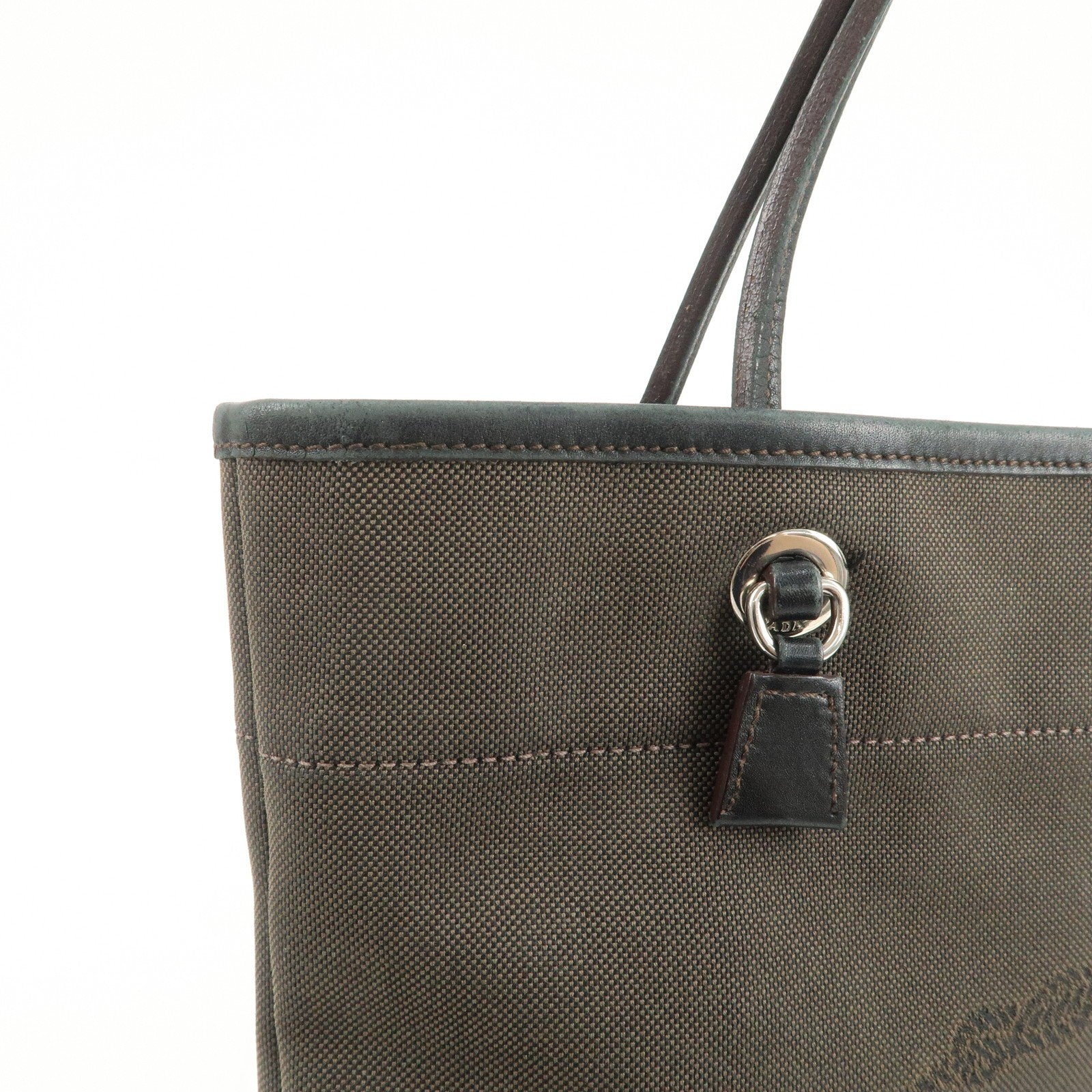 Prada Logo Jacquard Tote Bag - Dark Brown, Leather