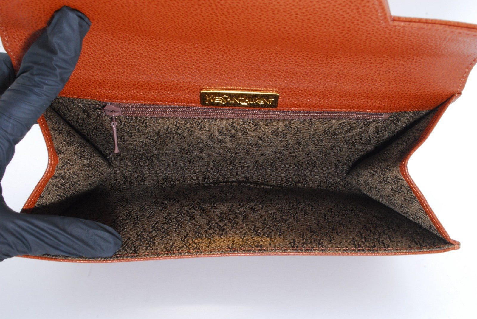 Saint Laurent Yves Clutch - Brown, Leather