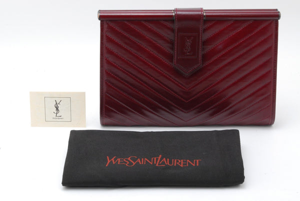 Saint Laurent Yves Clutch Bag - Red Bordeaux, Leather 