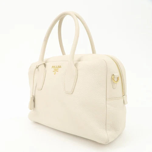 Prada Boston Hand Bag - Ivory, Leather