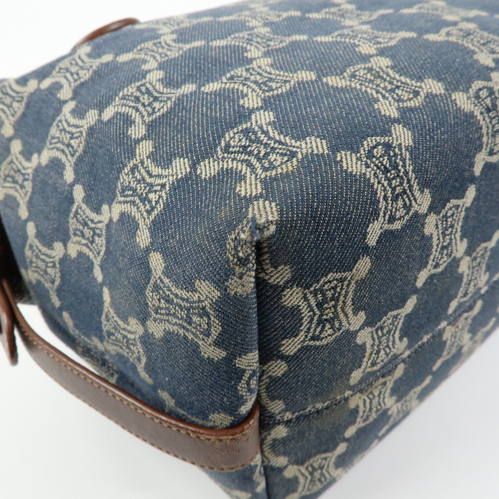 Celine Macadam Shoulder Bag - Blue, Denim and Leather