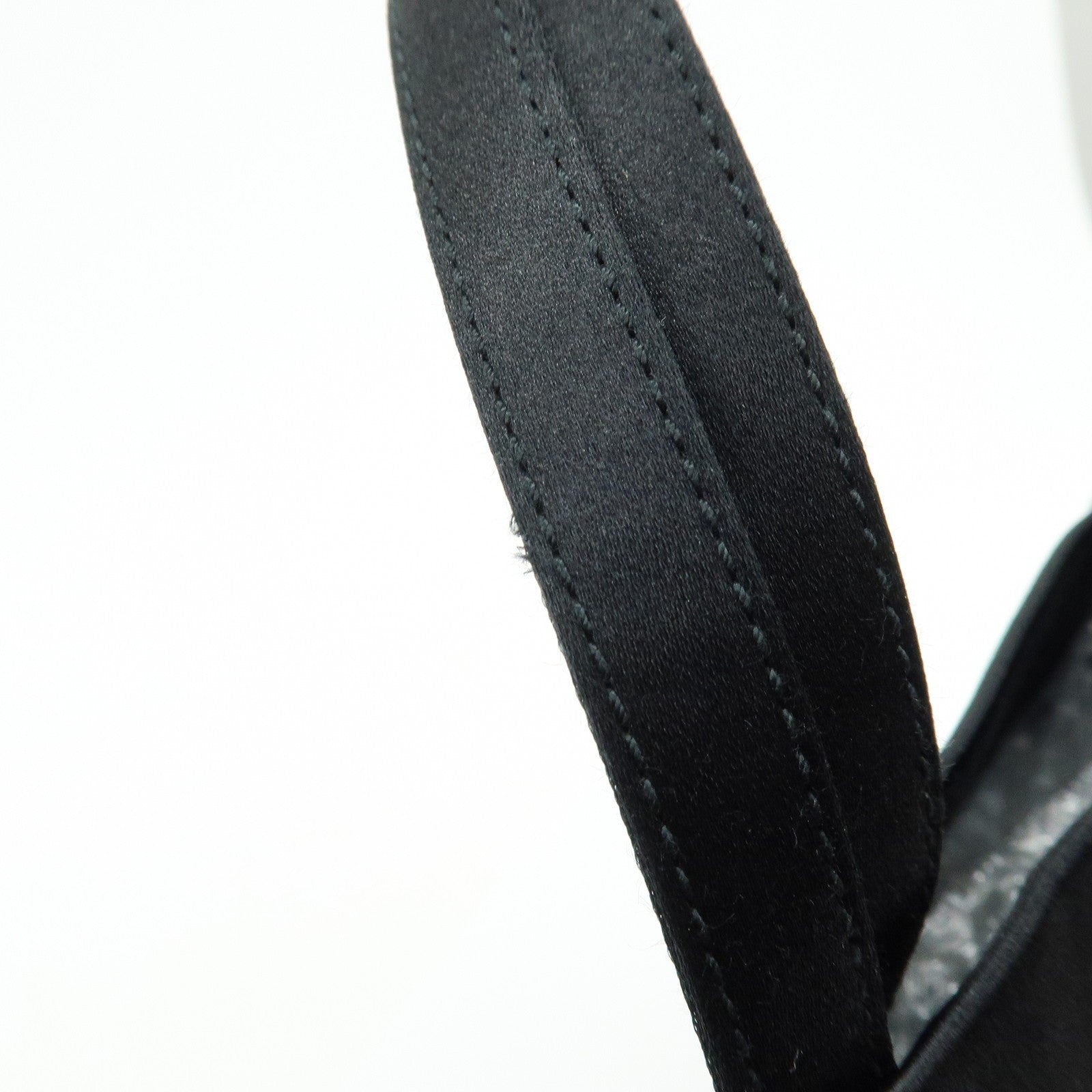 Prada Triangle Logo Tote Hand Bag - Black, Satin