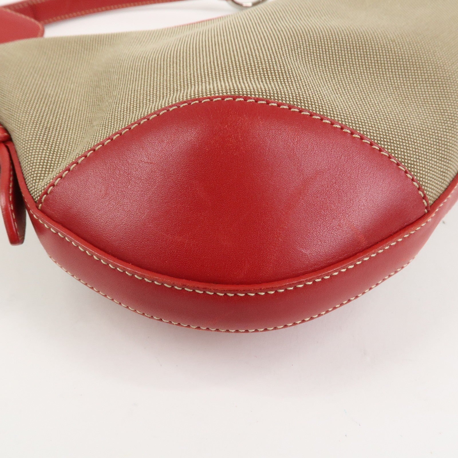 Prada Shoulder Bag - Light Brown, Red, Logo Jacquard, Leather