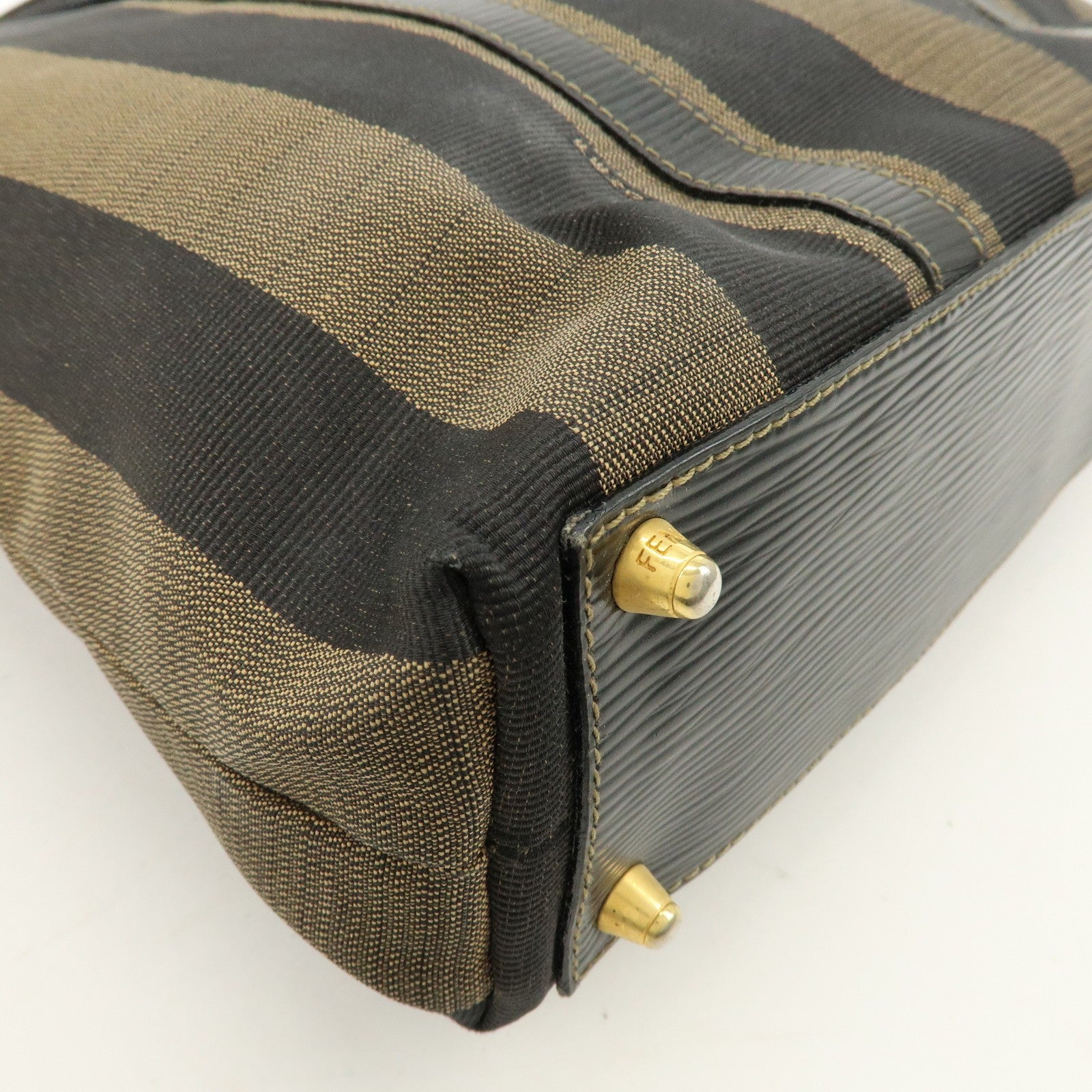 Fendi Pequin Canvas Leather Hand Bag - Brown, Canvas