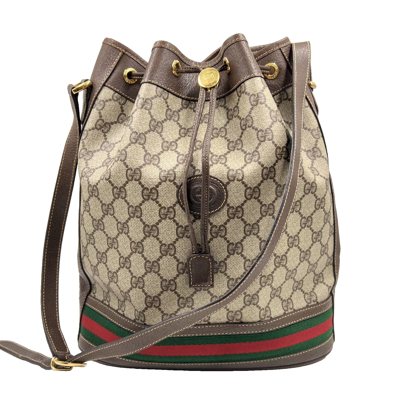 Gucci Vintage GG Sherry Line Shoulder Bag - Beige, Leather